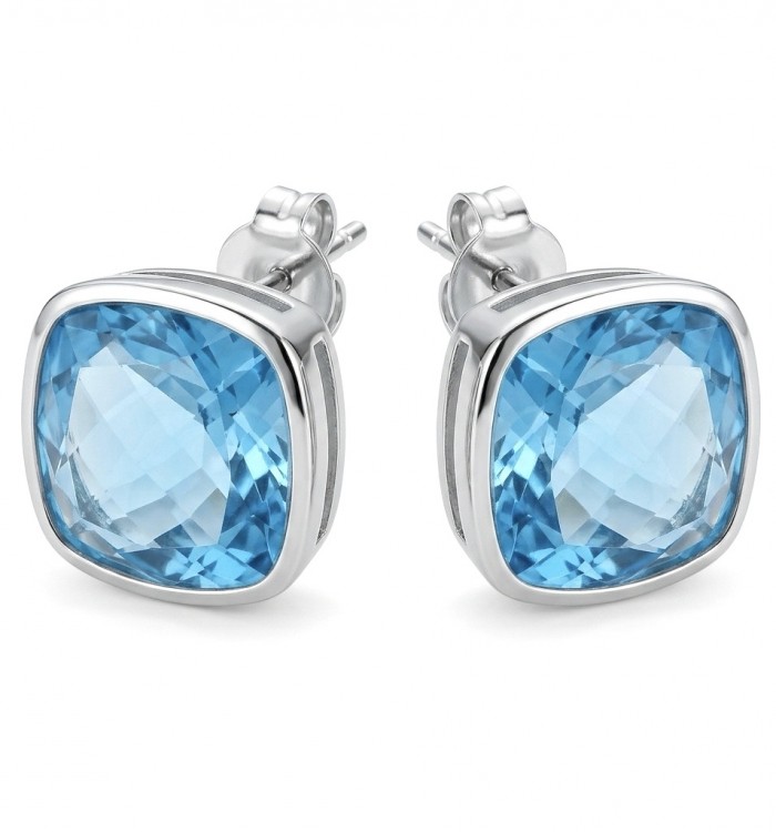 Stella 10.8 carat authentic Swiss Blue Topaz .925 Sterling Silver handmade Earrings
