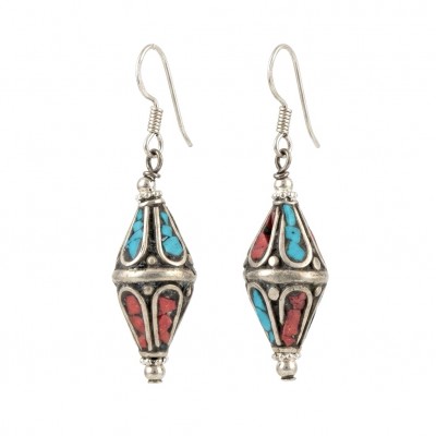 Solid Turquoise Coral Silver earrings