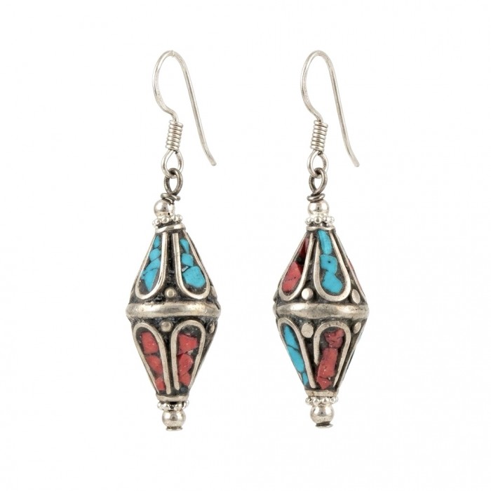 Solid Turquoise Coral Silver earrings