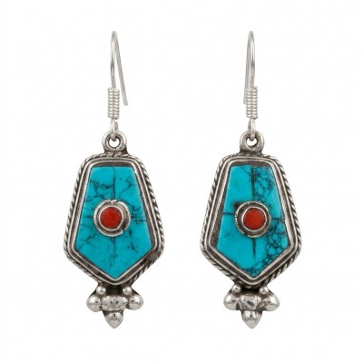 Solid Turquoise Coral Silver earrings