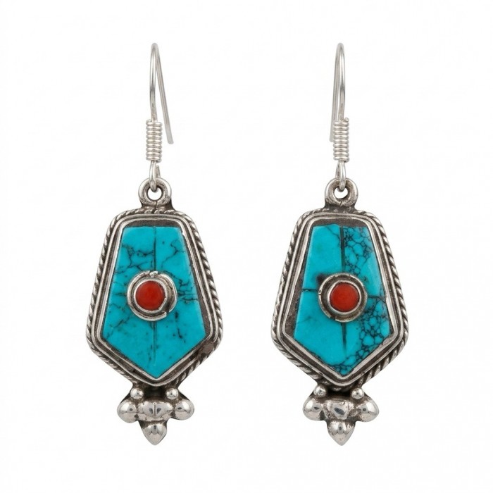 Solid Turquoise Coral Silver earrings