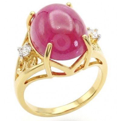 Carmen Natural 11.4 carat Kasmir Ruby .925 Sterling Silver dipped in 22K Gold handmade Statement Ring size 7