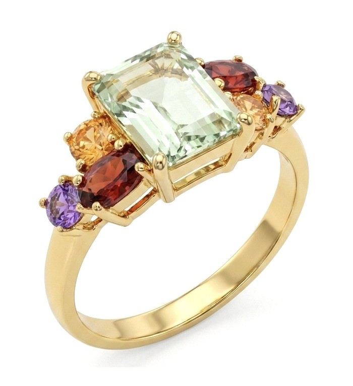 Julietta 5.2 carat Brazilian Citrine .925 Sterling Silver dipped in 18K Gold handcrafted ring; s. 8