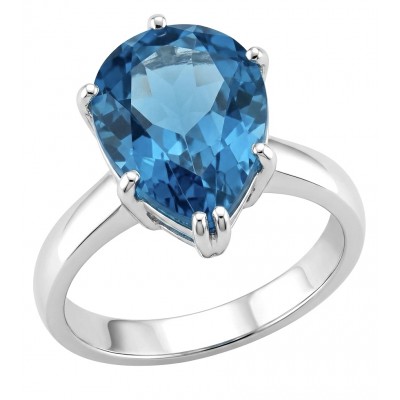 Angelina 8.9 carat authentic Aquamarine .925 Sterling Silver Handcrafted Ring size 7