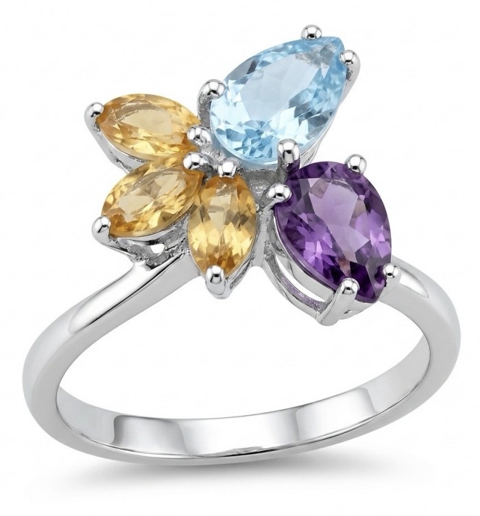 Pacifica 7.8 carat Swiss Blue Topaz .925 Sterling Silver handcrafted ring size 9