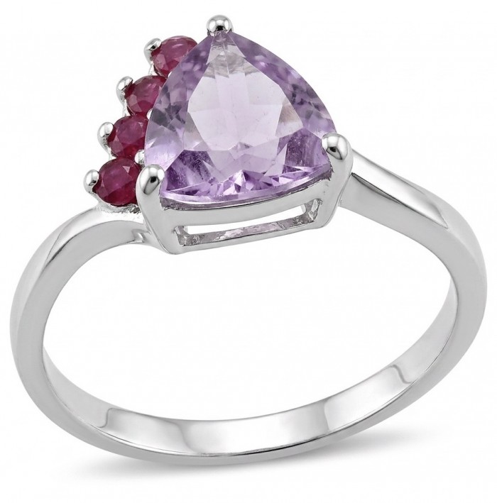 4.9 carat Amethyst rhodium over .925 Sterling Silver HUGE Ring s. 7