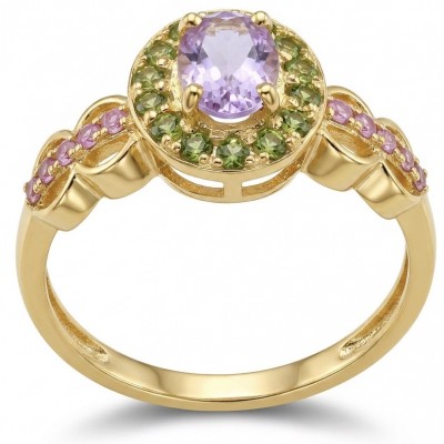 Emily 3.8 carat Amethyst 18K Gold over .925 Sterling Silver Handcrafted Ring size 11