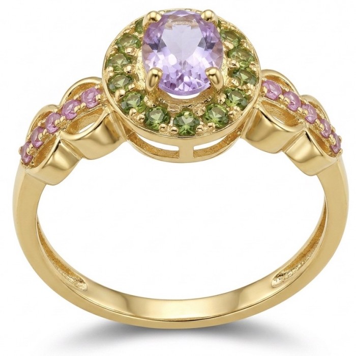 Emily 3.8 carat Amethyst 18K Gold over .925 Sterling Silver Handcrafted Ring size 11