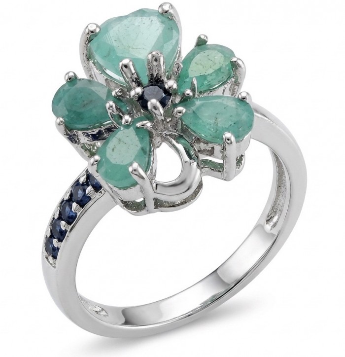 Elizabeth oval cut 6.8 carat Colombian Emerald .925 Sterling Silver dipped in Rhodium handcrafted Ring size 7