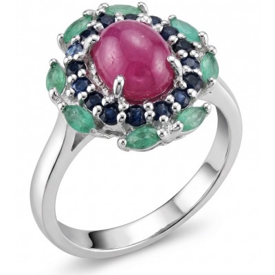 Scarlett 7.7 ctw Mozambique Ruby .925 Sterling Silver handcrafted Statement Ring size 8