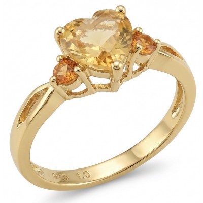 Victoria 5.2 carat Brazilian Citrine .925 Sterling Silver dipped in 22K Gold handcrafted ring; s. 9