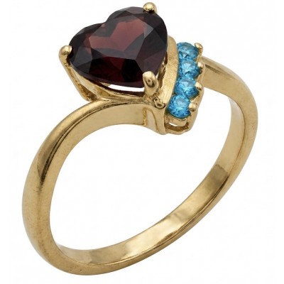 Red Heart 4.1 carat natural Garnet 18K Gold over .925 Sterling Silver Handcrafted Ring size 8
