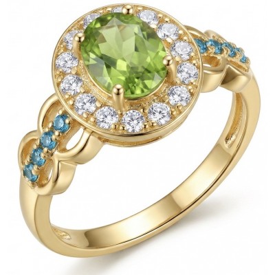 Emily 3.8 carat Peridot 18K Gold over .925 Sterling Silver Handcrafted Ring size 6