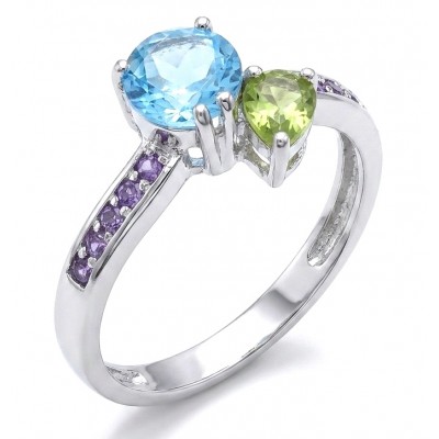 Pacifica 1.8 carat Swiss Blue Topaz .925 Sterling Silver handcrafted ring size 7