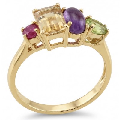 Victoria 5.2 carat Brazilian Citrine .925 Sterling Silver dipped in 14K Gold handcrafted ring; s. 8