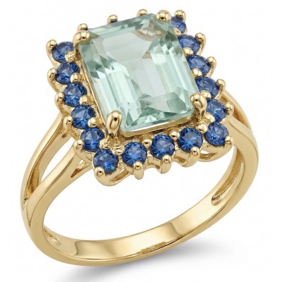 Spring 5.8 carat Green Amethyst .925 Sterling Silver dipped in rhodium handcrafted ring size 5