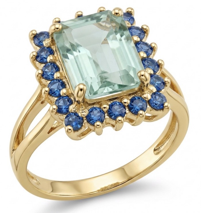 Spring 5.8 carat Green Amethyst .925 Sterling Silver dipped in rhodium handcrafted ring size 5