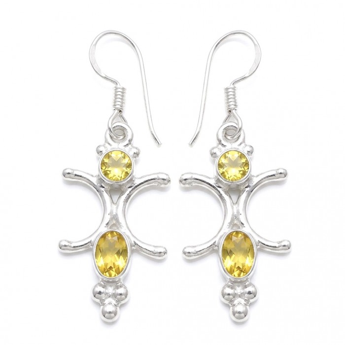 Victoria Authentic 3.5 carat Brazilian Citrine Silver handcrafted Statement earrings