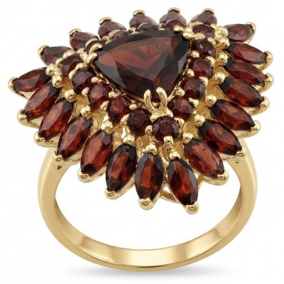 Giovanna trillion cut 22.5 carat Garnet 22K Gold over .925 Sterling Silver handcrafted ring size 7