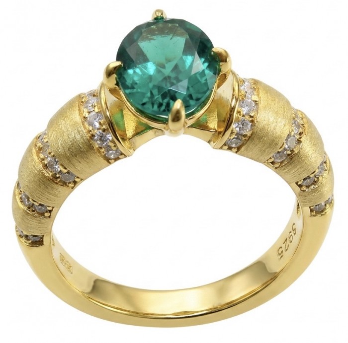 Elizabeth 2.8 carat Colombian Emerald .925 Sterling Silver dipped in Rhodium handcrafted Ring size 6