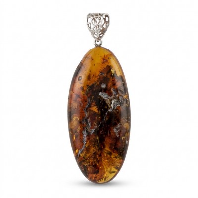 Prehistoric Authentic Golden Baltic Amber .925 Sterling Silver beautifully handcrafted Pendant