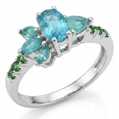 Wonderland 1.4 carat Paraiba Tourmaline .925 Sterling Silver Handcrafted Ring size 7 1/4