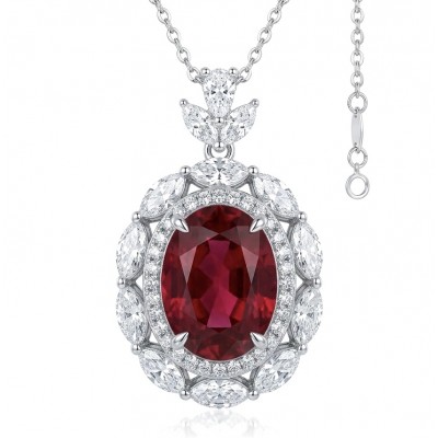 Luxurious 17.9 carat natural Mozambique Ruby .925 Sterling Silver .925 Sterling Silver Statement Necklace