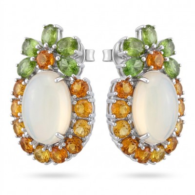 Angelina - Top quality 45.8 carat Brazilian Rose Quartz .925 Sterling Silver dipped in rhodium Handcrafted Statement earrings