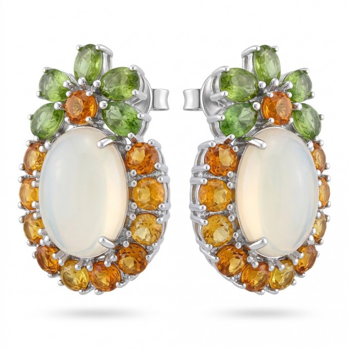 Angelina - Top quality 45.8 carat Brazilian Rose Quartz .925 Sterling Silver dipped in rhodium Handcrafted Statement earrings