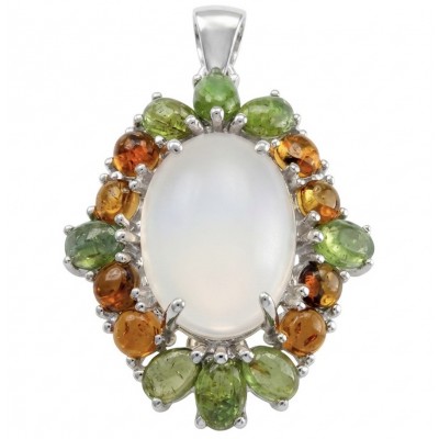 Angelina - Top quality 18.9 carat Brazilian Rose Quartz .925 Sterling Silver dipped in rhodium Handcrafted pendant