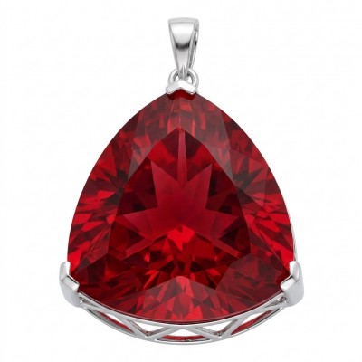 Very Rare! Trillion Cut Perfect 44.5 carat Volcanic Helenite .925 Sterling Silver handcrafted Pendant