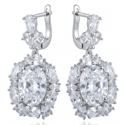 Elizabeth Natural 15.2 carat Moissanite .925 Sterling Silver handcrafted earrings