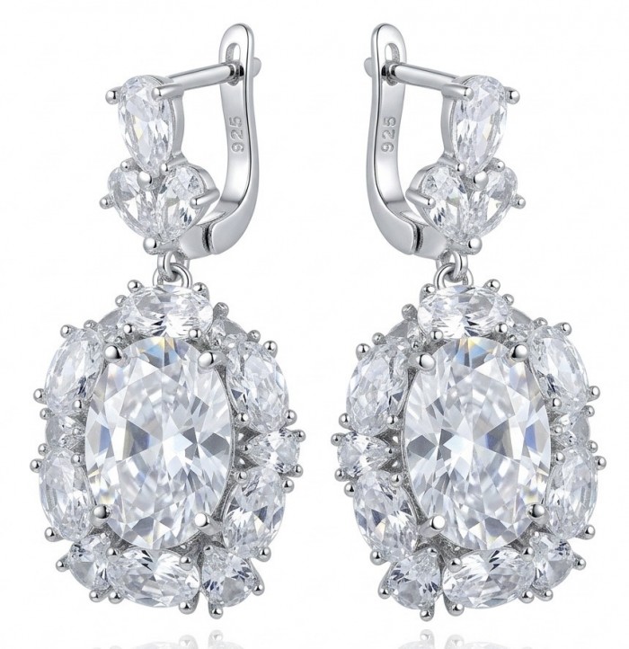 Elizabeth Natural 15.2 carat Moissanite .925 Sterling Silver handcrafted earrings