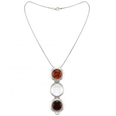 Convertible design - Incredible 30 inches long Baltic Amber rhodium over .925 Sterling Silver handmade Necklace