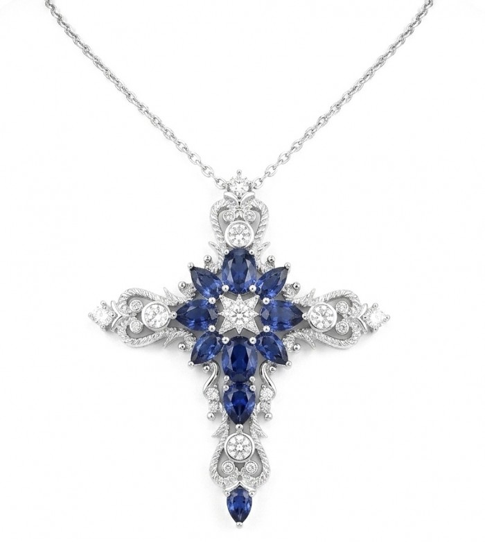 Sacrifice 9.2 carat Sapphire .925 Sterling Silver handcrafted Statement Necklace