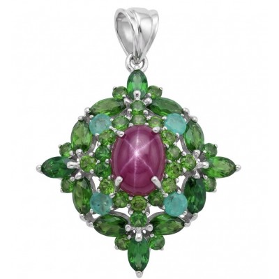 New World - authentic 22.5 carat Ruby rhodium over .925 Sterling Silver handcrafted Pendant