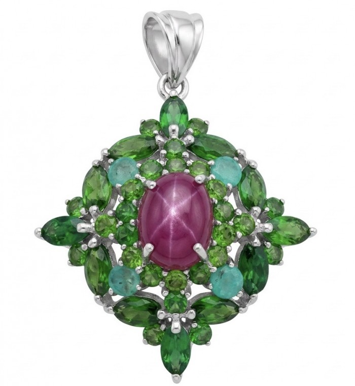 New World - authentic 22.5 carat Ruby rhodium over .925 Sterling Silver handcrafted Pendant