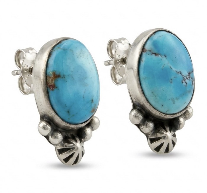 Great authentic Sleeping Beauty Turquoise .925 Sterling Silver handcrafted Earrings