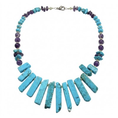 Dreamland - natural Turquoise Amethyst .925 Sterling Silver handmade necklace