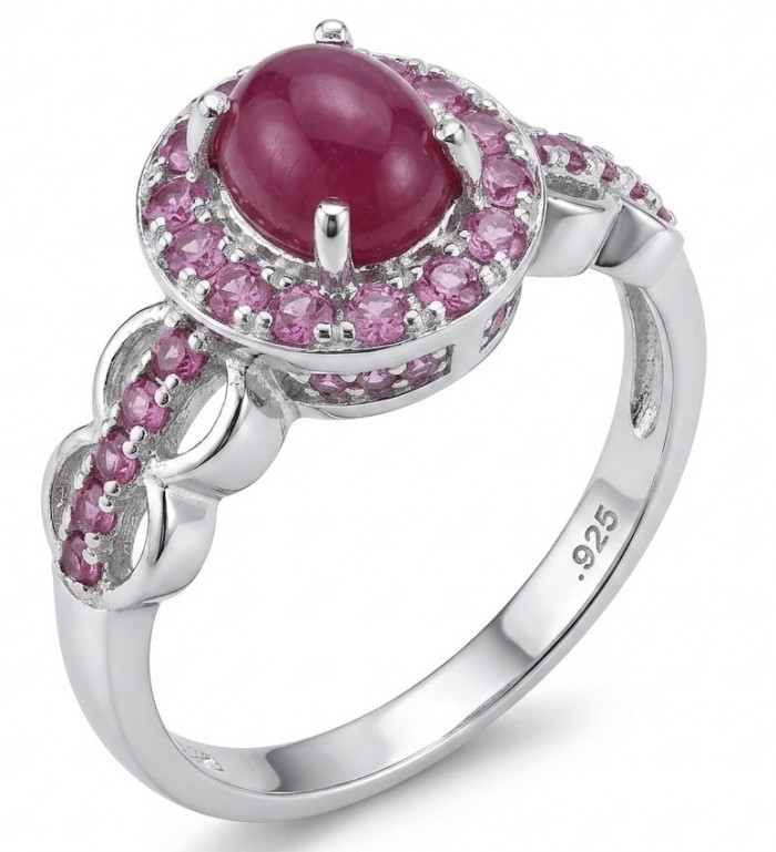 Scarlett 3.7 ctw Mozambique Ruby .925 Sterling Silver handcrafted Statement Ring size 9