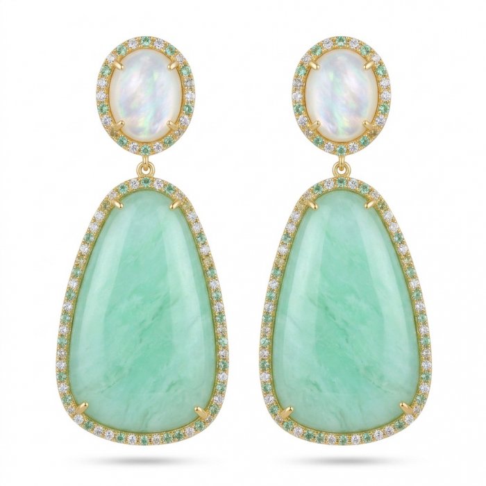 Divine Beauty 38.5 carat Aquamarine 22K Gold over .925 Sterling Silver Handcrafted Earrings - video