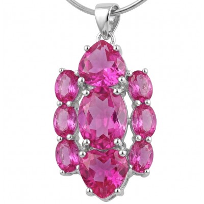 Isabella 11.3 carat Hot Pink Topaz .925 Sterling Silver Perfectly handcrafted Statement pendant