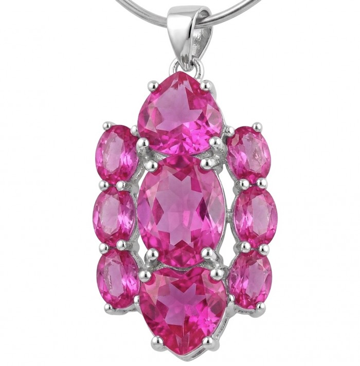 Isabella 11.3 carat Hot Pink Topaz .925 Sterling Silver Perfectly handcrafted Statement pendant