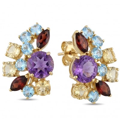 Giuseppina - Authentic 27.5 carat Amethyst 18k Gold over .925 Sterling Silver handcrafted Statement Earrings