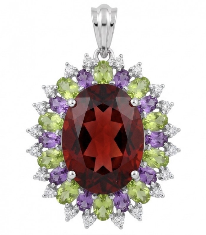 Giovanna 34.2 carat authentic Mozambique Ruby rhodium over .925 Sterling Silver handmade Pendant