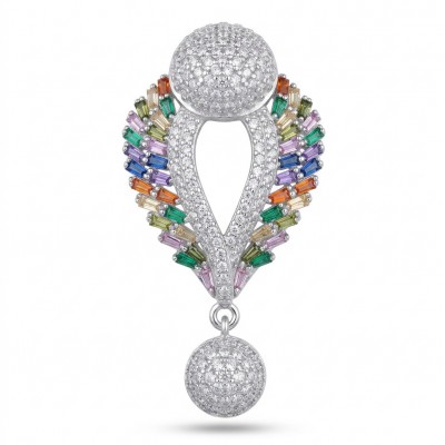 Julietta - Excellent quality 11.9 carat Multigem rhodium over .925 Sterling Silver handcrafted Pendant