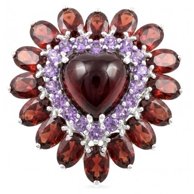 Scarlett 28.8 ctw Mozambique Ruby rhodium over .925 Sterling Silver handcrafted Statement Ring size 8