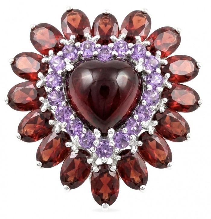 Scarlett 28.8 ctw Mozambique Ruby rhodium over .925 Sterling Silver handcrafted Statement Ring size 8