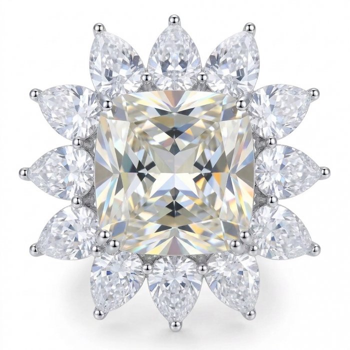 Fiorella Precious 25.5 carat princess cut Natural yellow Sapphire .925 Sterling Silver Statement Large ring size 6 - video