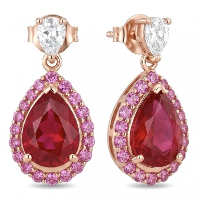 Giovanna - Magnificent classic design - 10.2 carat Kasmir Ruby .925 Sterling Silver dippedin 22K Rose Gold handcrafted incredible Statement earrings